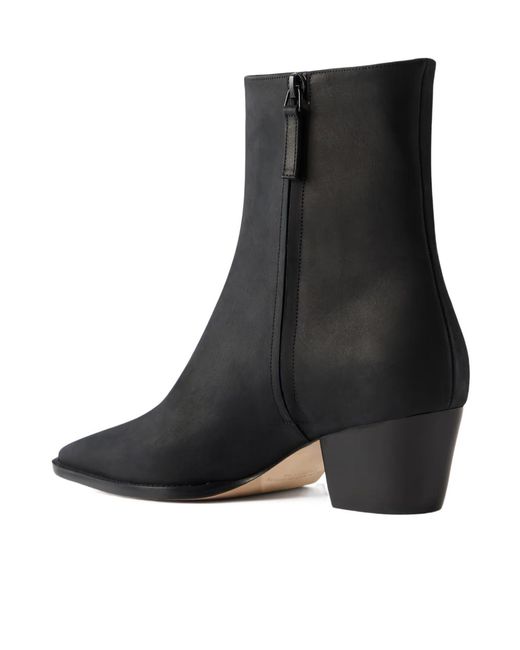 Manolo Blahnik Black Matte Leather Pointed-Toe Ankle Boots