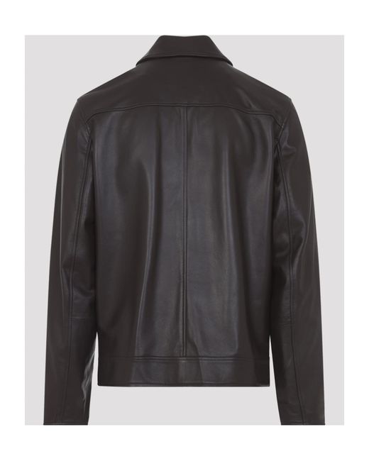 Paul Smith Black Zip-Up Leather Jacket for men