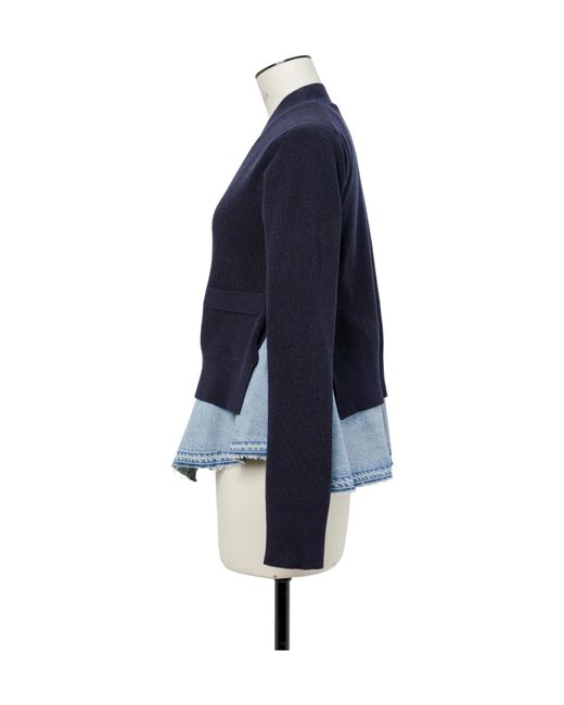 Sacai Blue Denim X Knit Cardigan