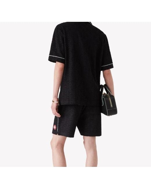 Casablanca Black Monogram Jacquard Drawstring Shorts for men