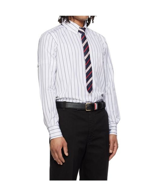 Thom Browne White Stripe Poplin Shirt for men