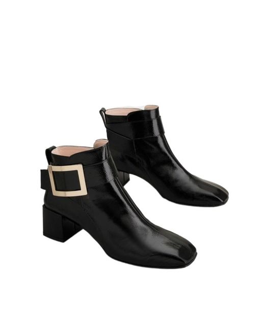 Roger Vivier Black So Vivier Metal Buckle Ankle Boots