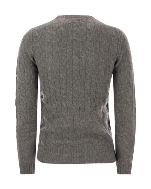 Polo Ralph Lauren Gray Pony Embroidered Cable-Knit Jumper