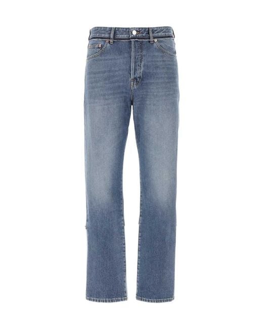 Valentino Blue Logo Patch Straight Leg Jeans for men