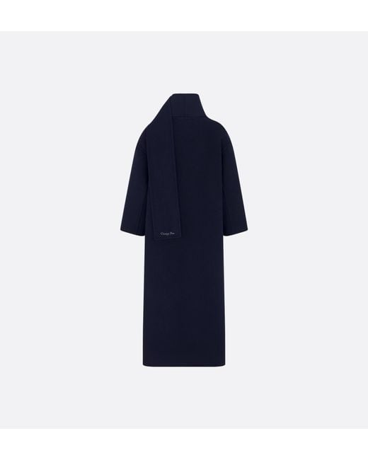 Dior Blue Coat With Scarf Collar