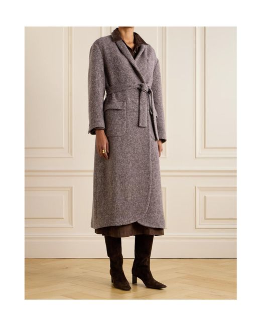Brunello Cucinelli Brown Single-Breasted Belted Coat