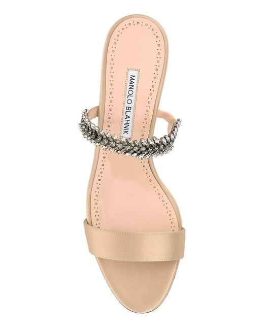 Manolo Blahnik Natural Open Round Toe Sandals