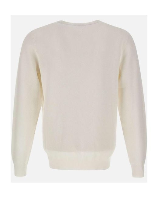 Sun 68 White Honeycomb Crew Neck Knitted Jumper for men