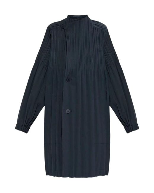 Pleats Please Issey Miyake Blue Pleats Please Issey Miyake Pleated Coat