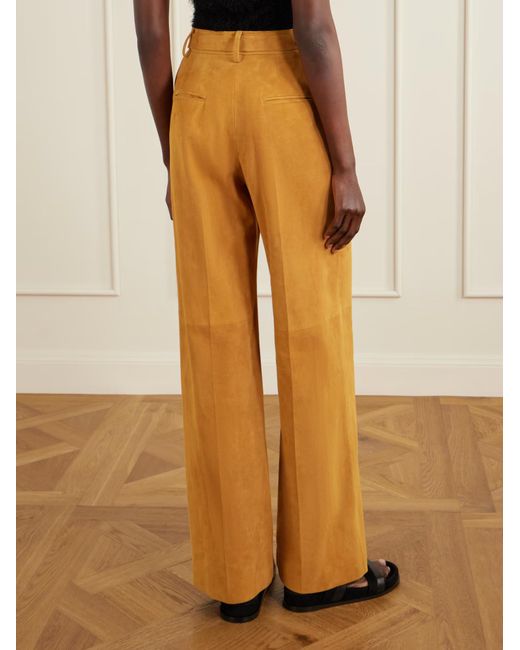Gabriela Hearst Orange Norman Belted Suede Straight-Leg Pants