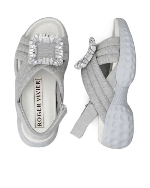 Roger Vivier Gray Viv' Run Sandals