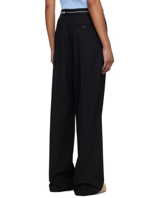 MSGM Black Logo-Waist Trousers