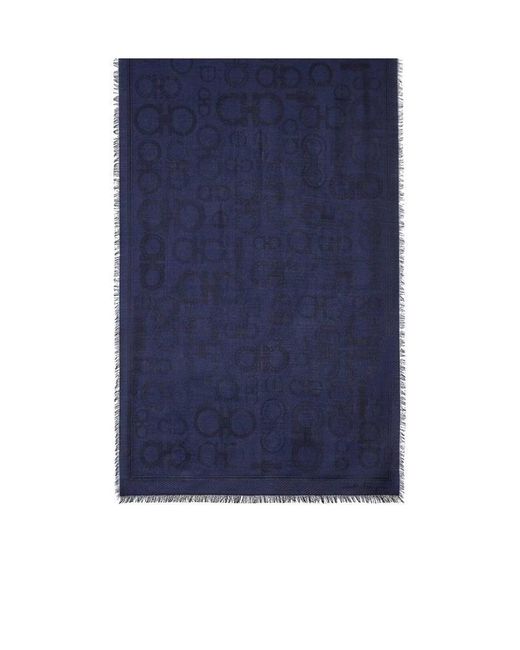 Ferragamo Blue All-Over Gancini Scarf