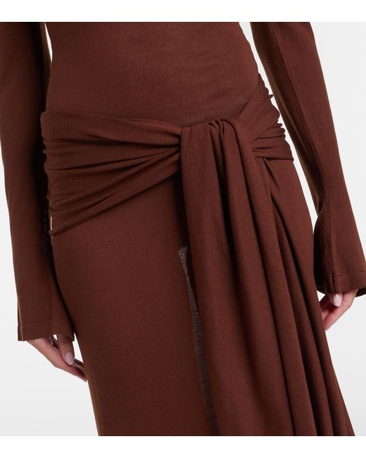 AYA MUSE Brown Lace-Trimmed Dress