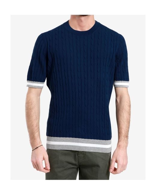 Gran Sasso Blue Short-Sleeved Sweater for men