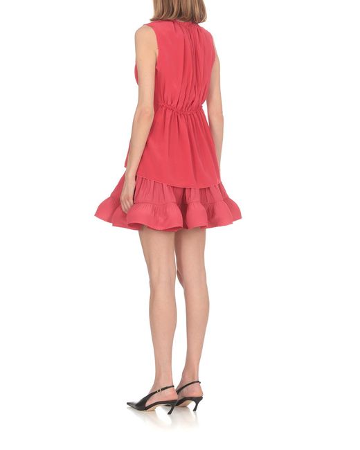 Lanvin Red Ruched Straight Hem Blouse