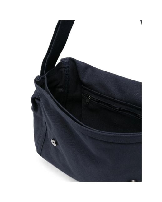 A.P.C. Blue Logo-Print Messenger Bag for men