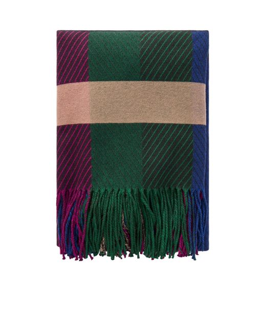 Gabriela Hearst Green Halo Fringed Striped Cashmere Blanket