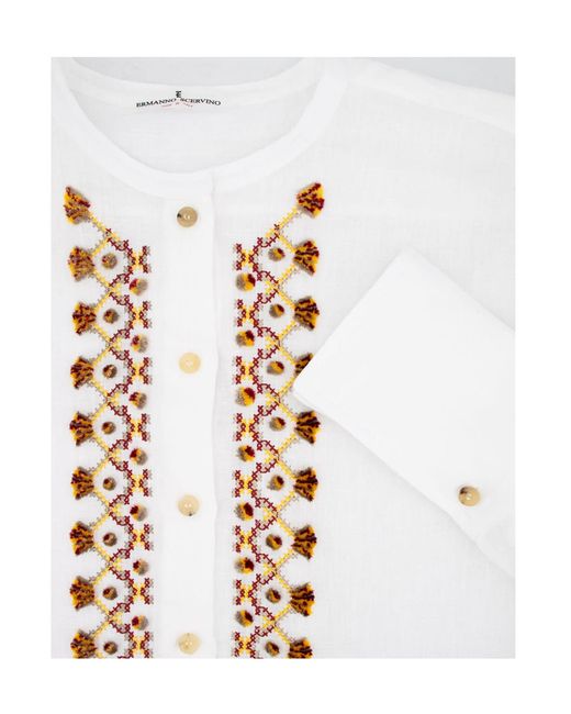 Ermanno Scervino White Embroidered Button-Up Top
