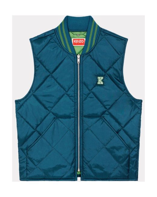 KENZO Blue Pixel Logo Zipped Jacket for men