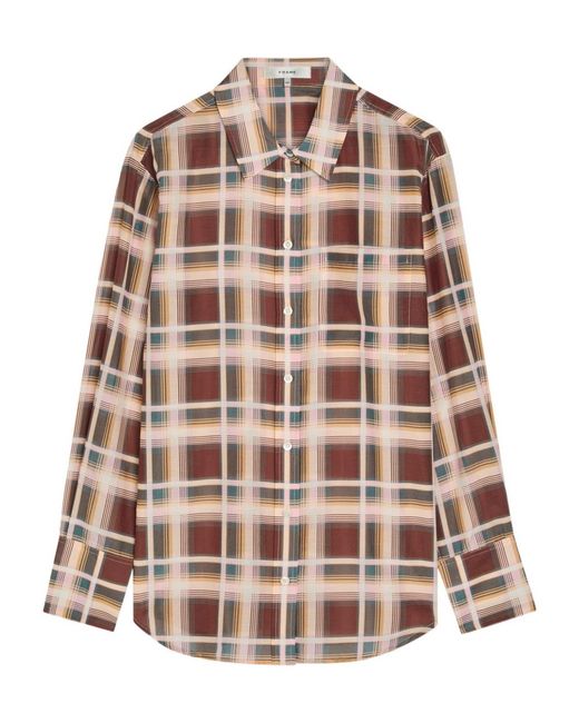 FRAME Brown Checkered Long-Sleeved Shirt