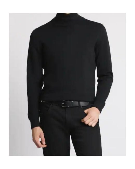Fay Black High Neck Wool Sweater for men