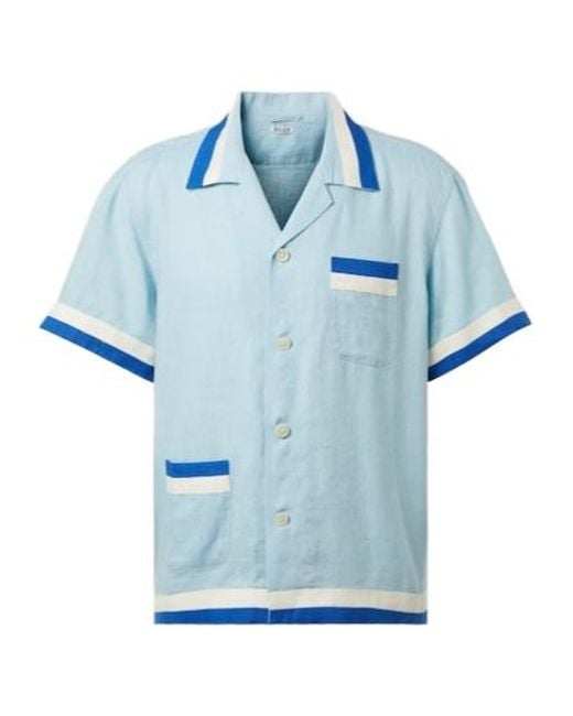 Bode Blue Seedling Stripe Linen Shirt for men