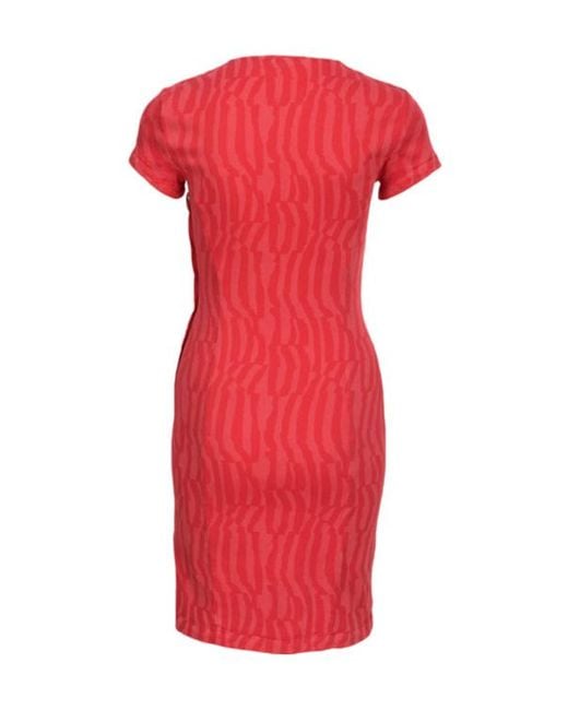 Armani Jeans Red V-Neck Zipper Dress