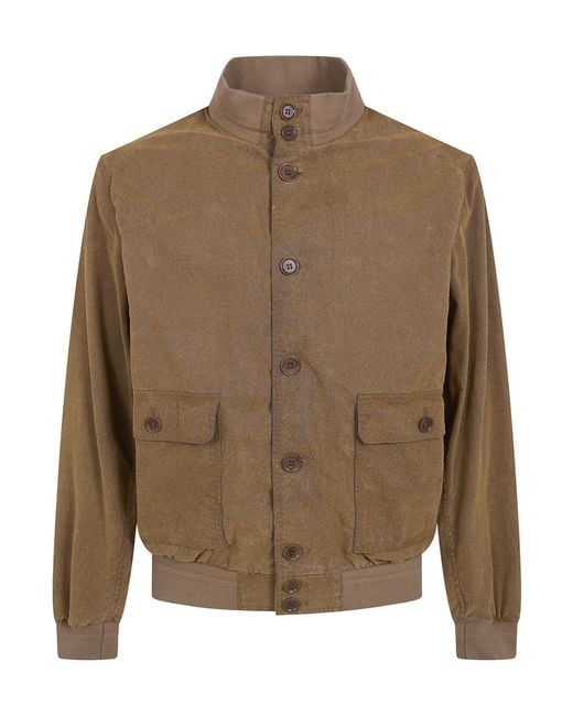 Aspesi Brown Stand-Up Collar Long-Sleeved Casual Jacket for men