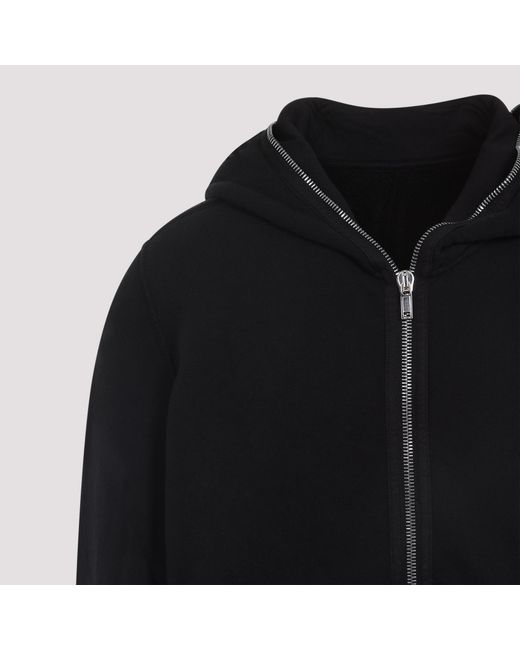 Rick Owens Black Gimp Zip-Up Hooded Sweatshirt for men