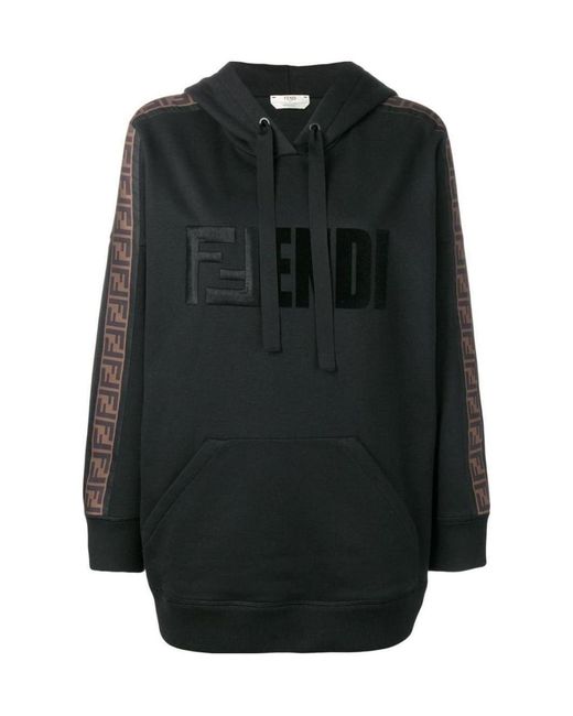 Fendi Black Logo Logo Hooded Sweater