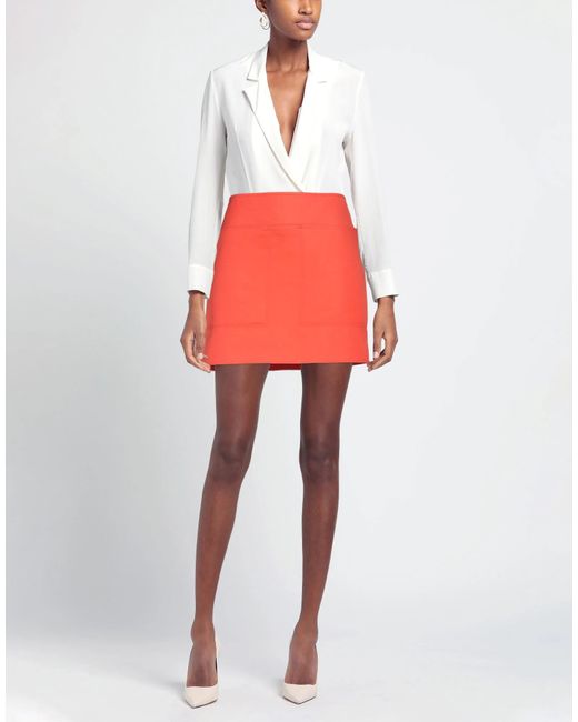 Max Mara Red Solid Color Twill Pants