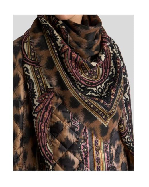 Etro Brown Animalier Square Scarf