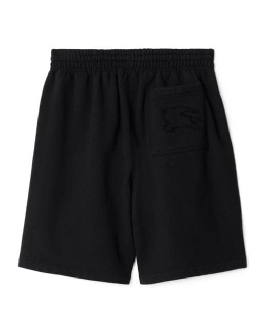 Burberry Black Equestrian Knight-Motif Cotton Shorts for men