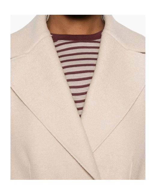 Harris Wharf London Natural Belted Notched-Lapels Coat