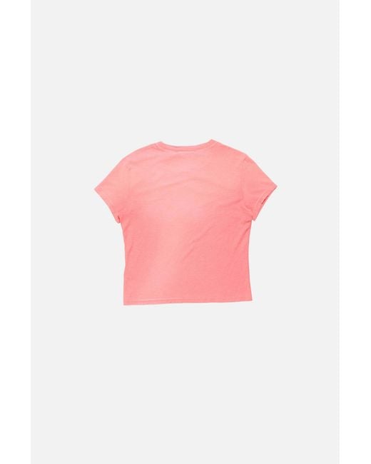 Acne Pink Fitted Logo T-Shirt for men
