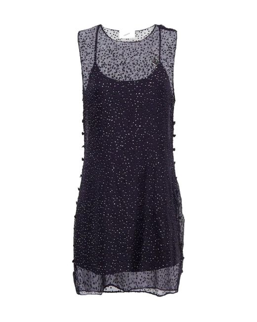 Coperni Blue Embellished Sheer Silk Minidress