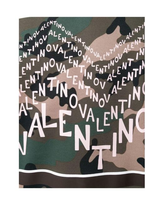 Valentino Gray Logo Print Camouflage Cotton Blend Hoodie for men