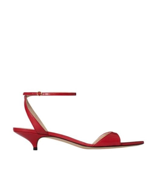 The Row Red Vika Ankle-Strap Kitten Heels