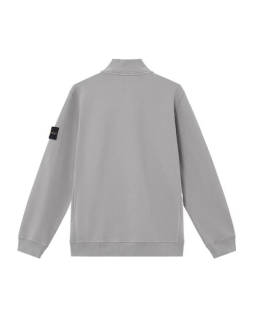 Stone Island Gray Regular-Fit Half-Zip Sweatshirt With Ribbed Inserts for men