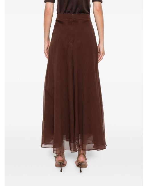 Brunello Cucinelli Brown Pleated Midi Circle Skirt