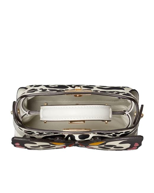 Fendi White Nano Peekaboo Butterfly-Motif Chain-Strap Tote Bag