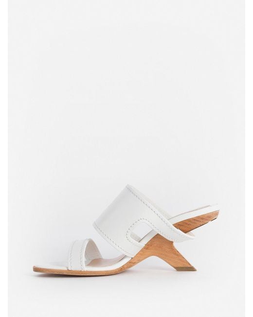 McQueen White No.13 Wedge Mules