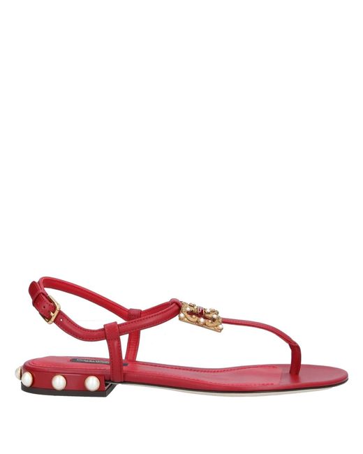 Dolce & Gabbana Pink Round Toe Leather Sandals