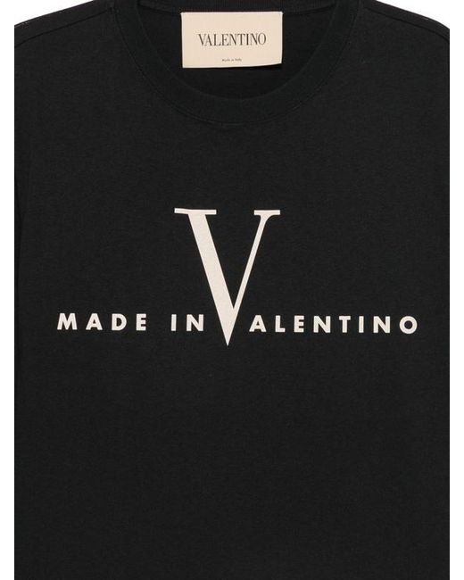 Valentino Black Logo Printed Crewneck T-Shirt for men