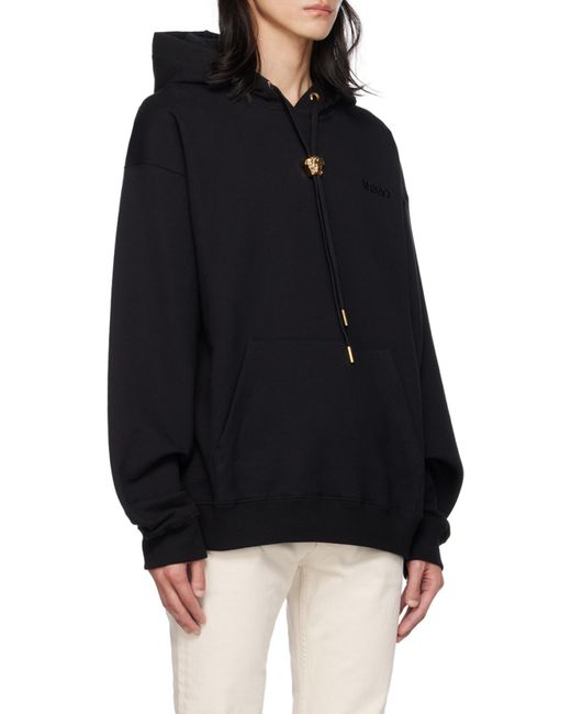 Versace Black Medusa Head Detailed Drawstring Hoodie for men