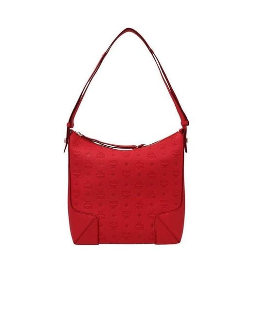 MCM Red Klara Medium Shoulder Bag