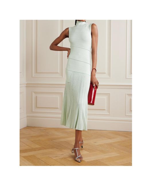 Proenza Schouler Green Federica Pleated Maxi Dress