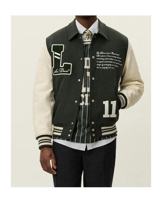 Les Deux Green Varsity Wool Jacket for men