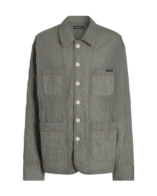 Dolce & Gabbana Gray Crinkled Stripe Shirt for men
